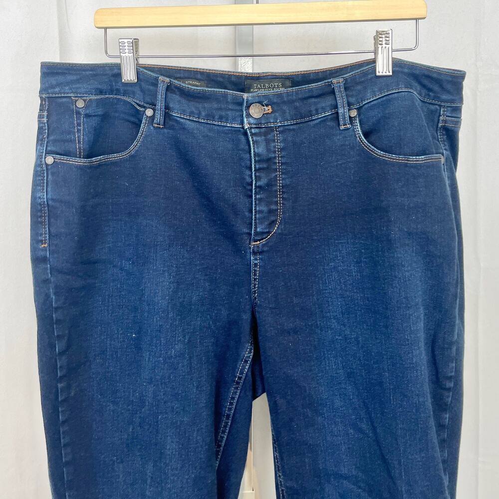 TALBOTS Flawless Five Pocket Straight Leg Jeans Cotton Denim Dark Blue 16W Plus - Picture 4 of 8